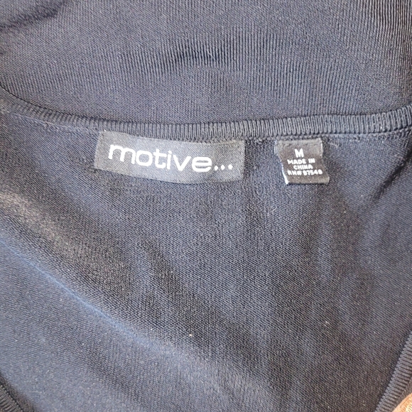 Motive Black Top with Leopard Print Trim and Embellished Front M - Picture 7 of 7